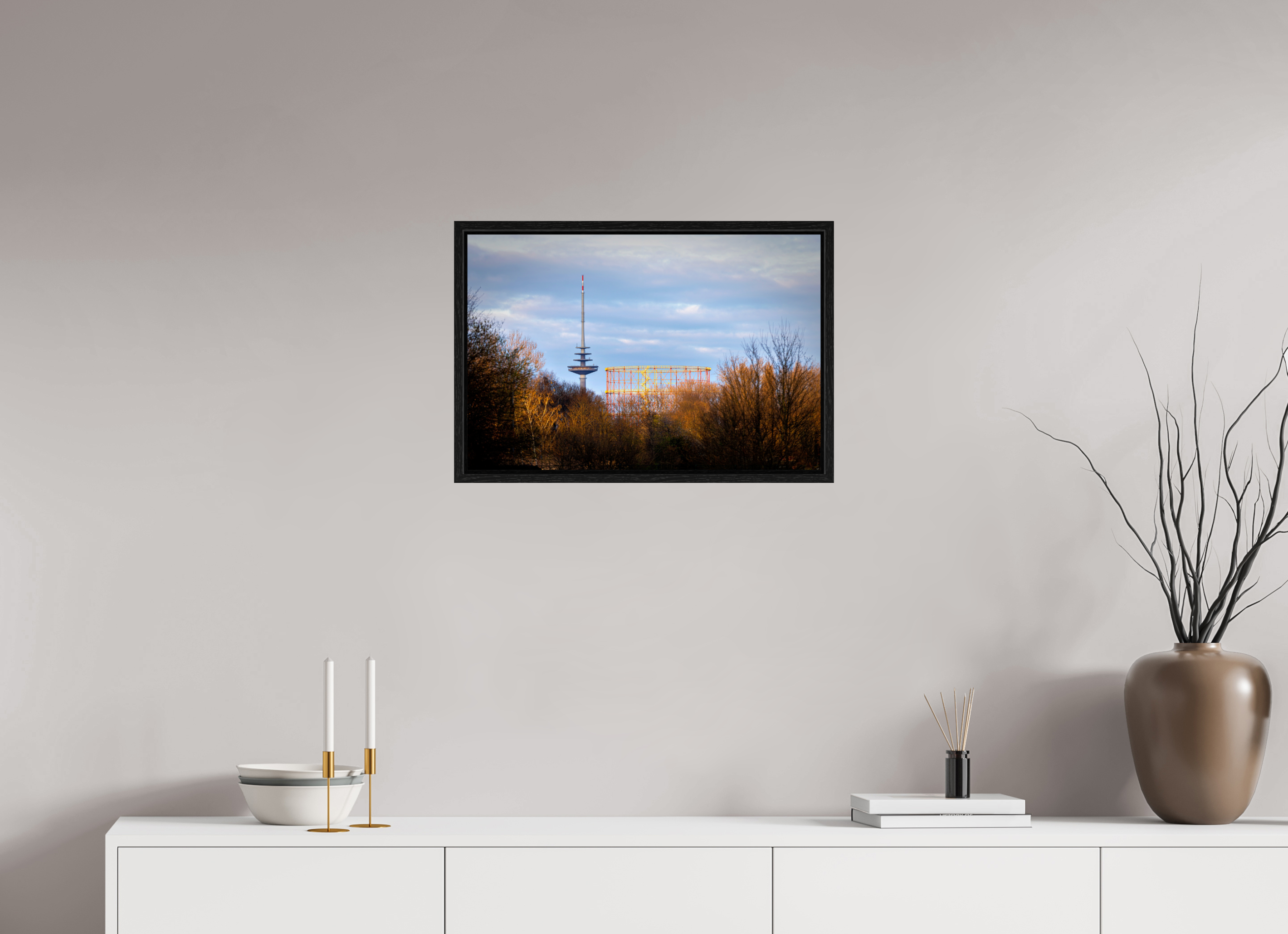 60 x 40 cm, Floater Frame Fernsehturm und Gasometer