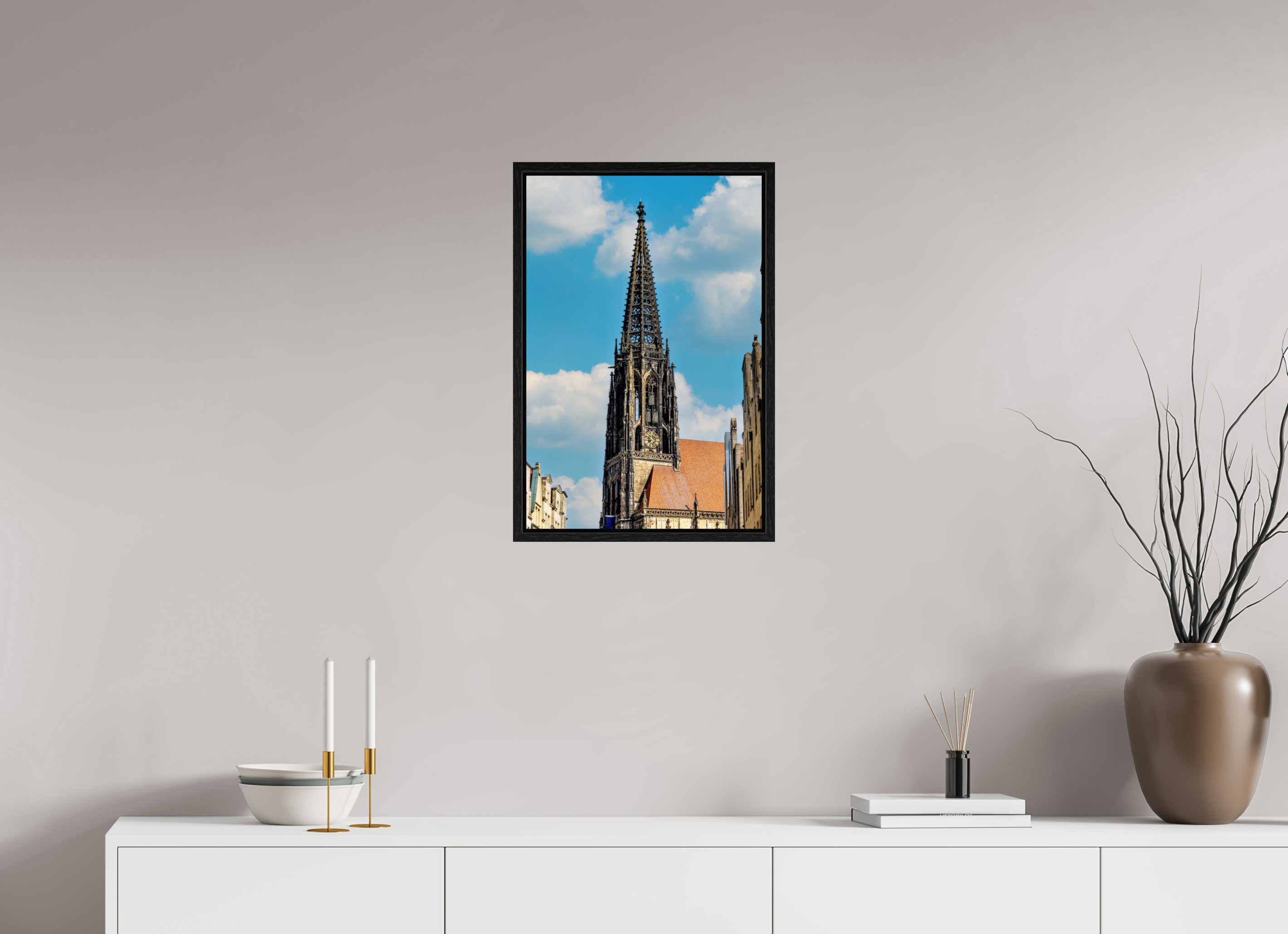40 x 60 cm, Floater Frame Lambertikirche - Der Turm