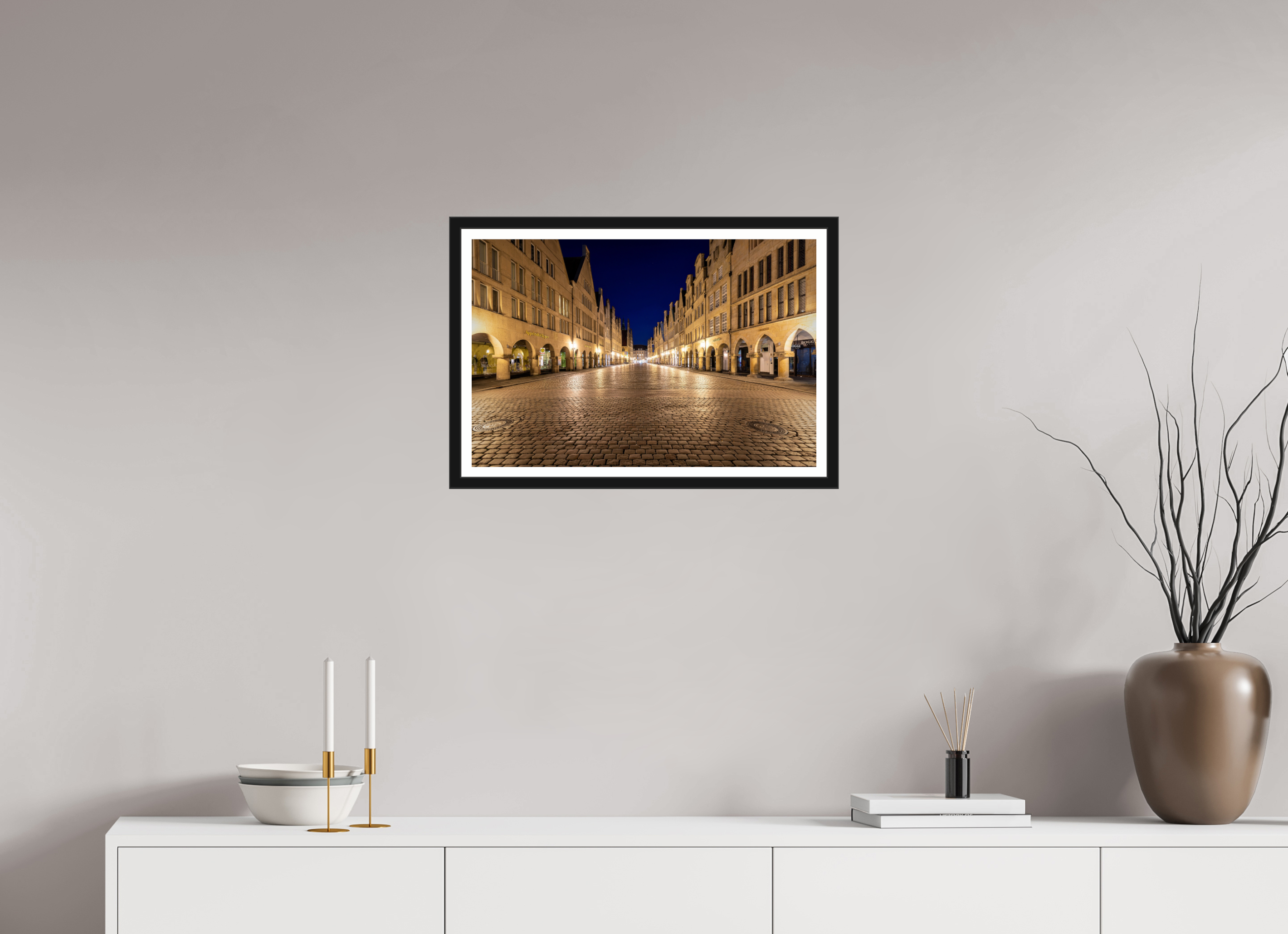 60 x 40 cm, Bern und Rand Prinzipalmarkt bei Nacht