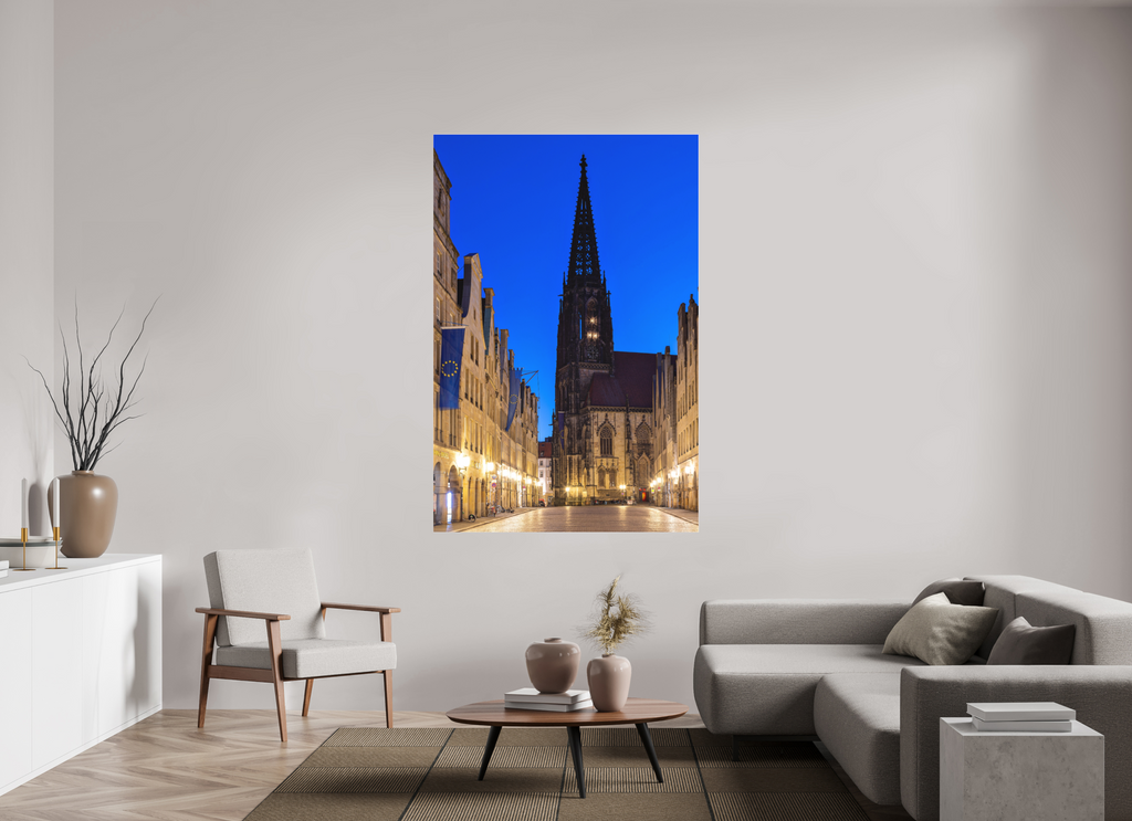 120 x 180 cm, Acrylglas Fine Art Pigmentdruck Lamberti bei Nacht + Prinzipal