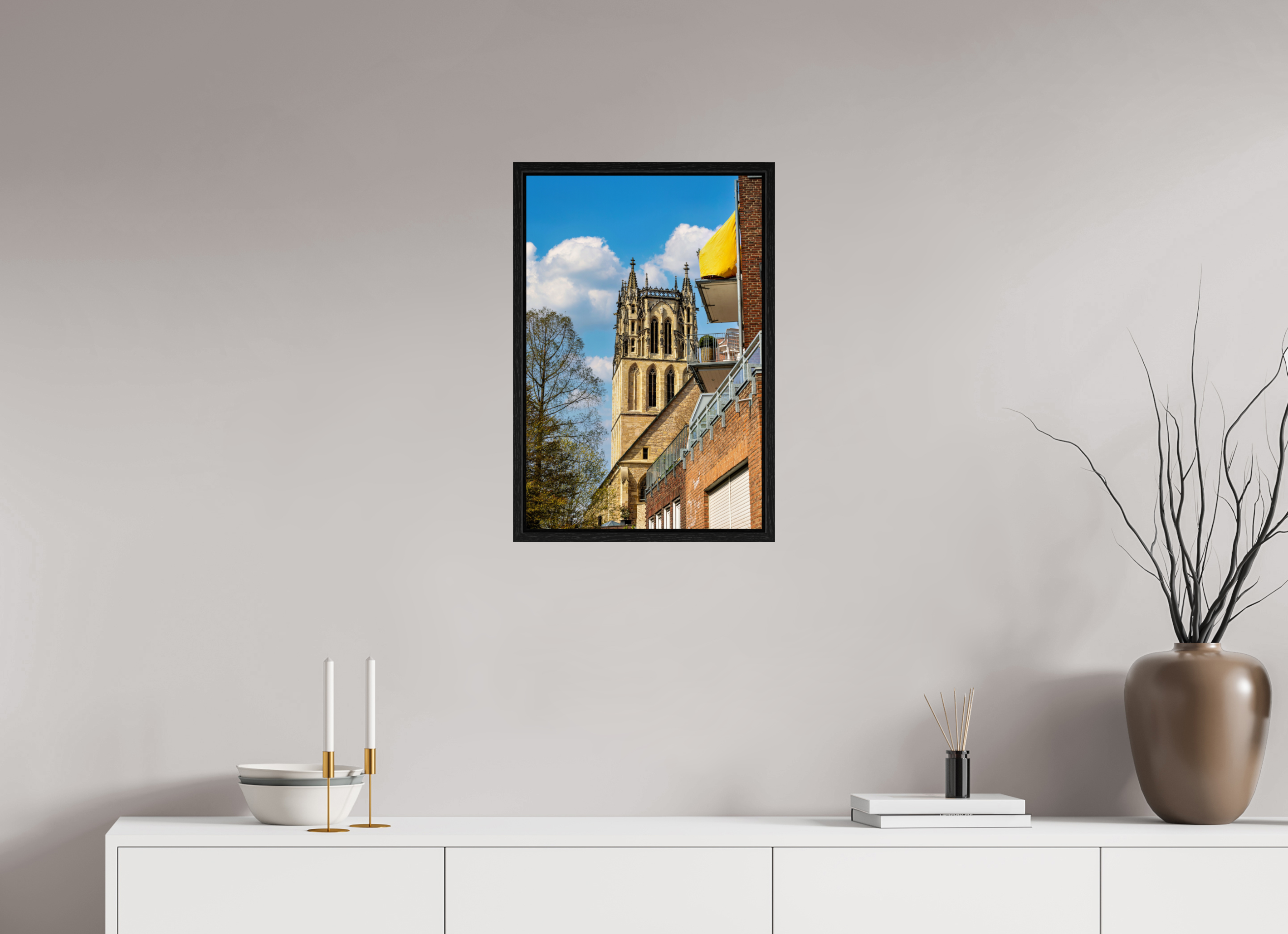 40 x 60 cm, Floater Frame Überwasserkirche - im Hochformat
