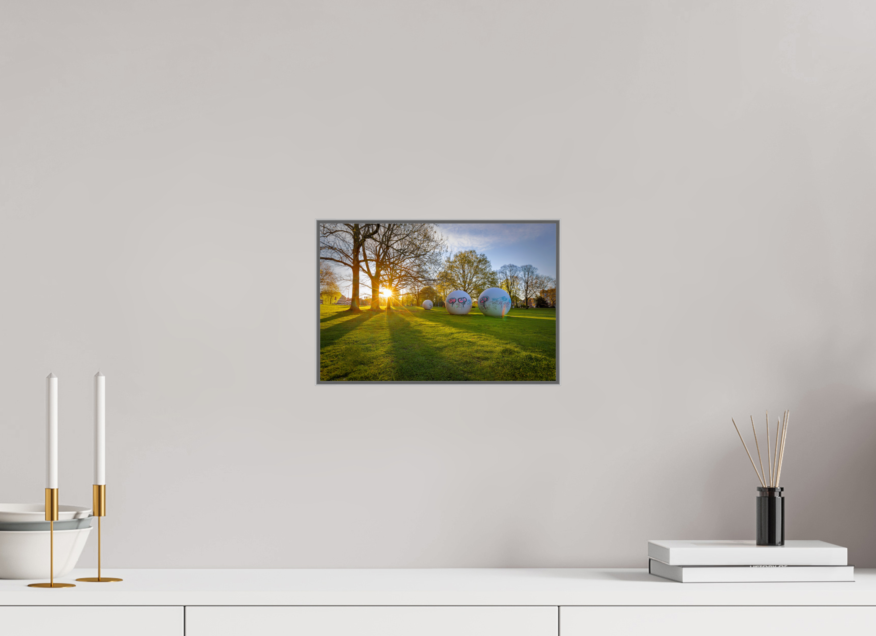 30 x 20 cm, Alurahmen 25mm Der Aasee Sonnenaufgang