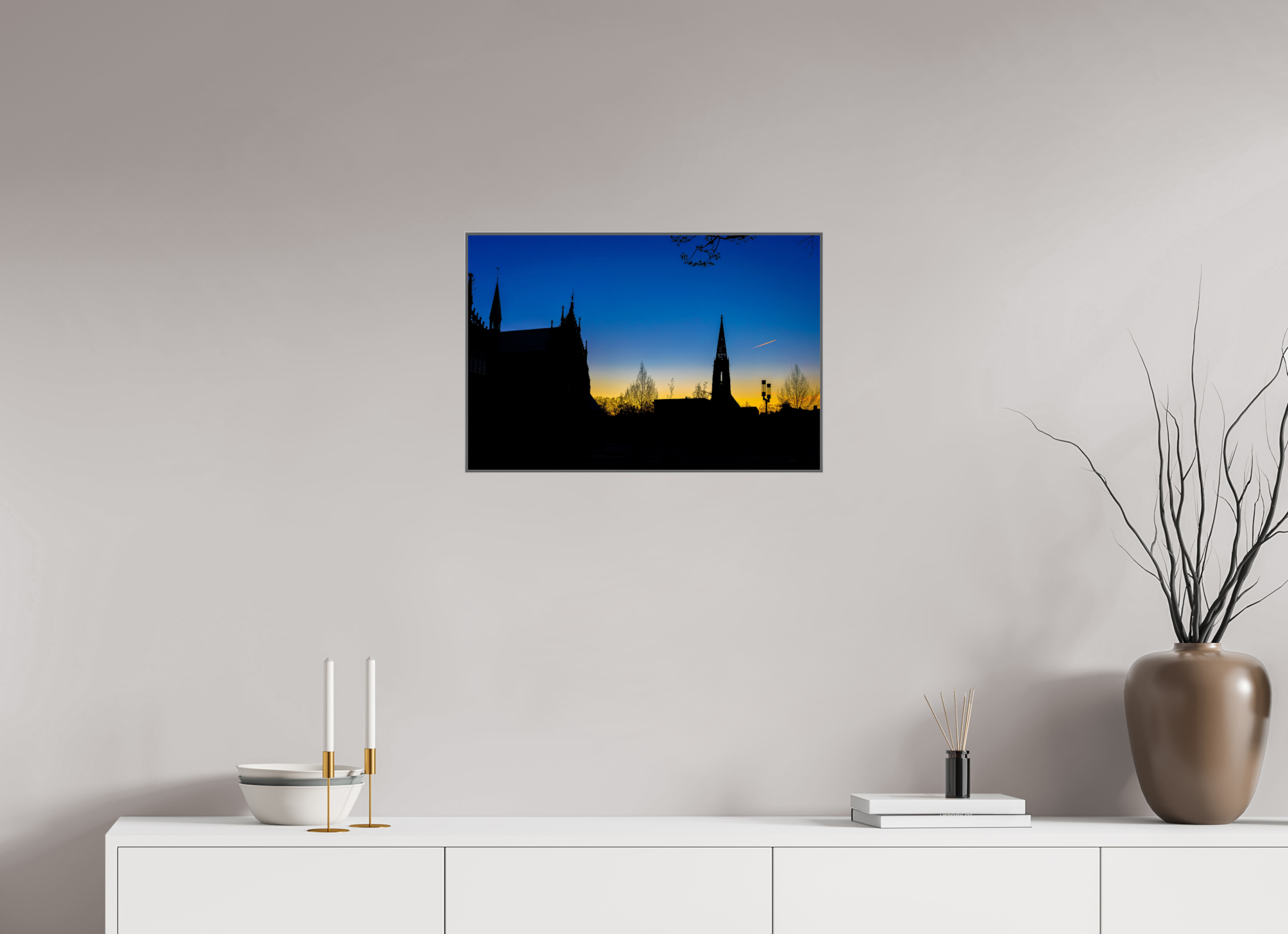 60 x 40 cm, Alurahmen 25mm Lamberti - Dom bei Sonnenaufgang