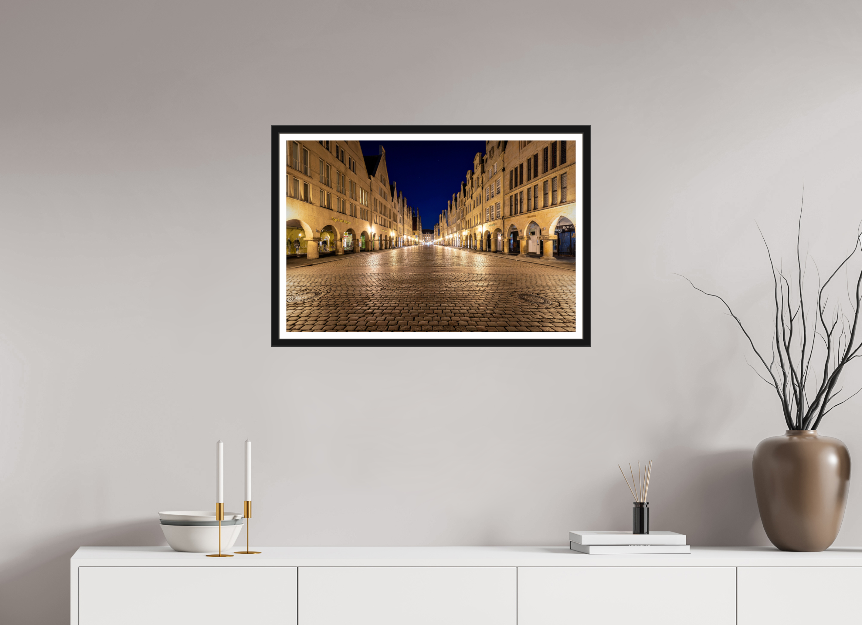 75 x 50 cm, Bern und Rand Prinzipalmarkt bei Nacht
