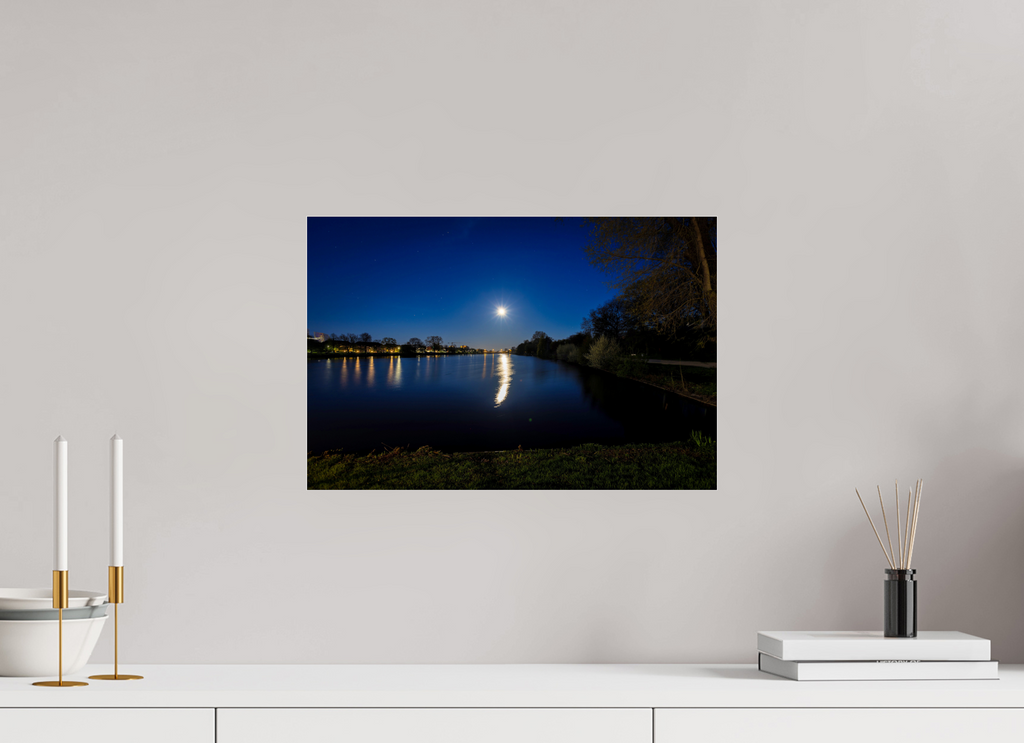 45 x 30 cm, Photo Print Under Acrylic Glass Aasee bei Nacht