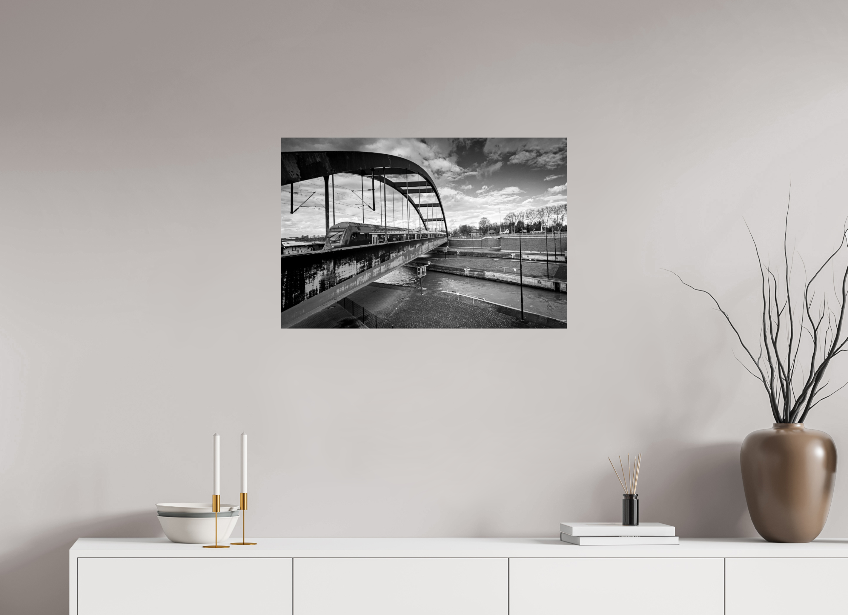 75 x 50 cm, Baryta - Fine Art Die Schleuse und der Zug