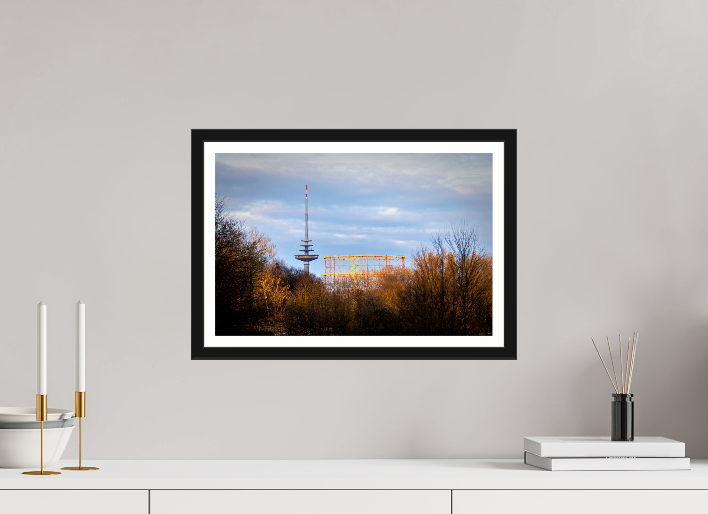 45 x 30 cm, Bern und Rand Fernsehturm und Gasometer