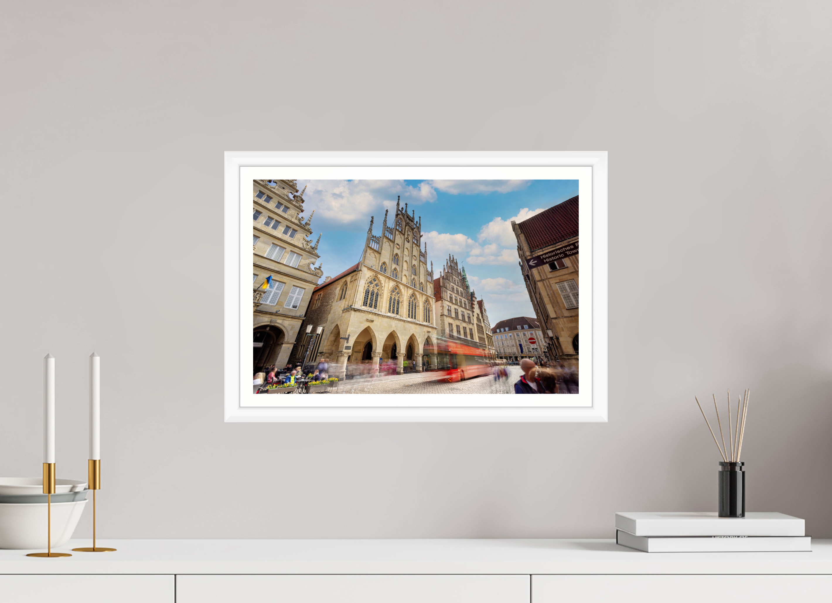 45 x 30 cm, Bern weiß und Rand Rathaus und Bus