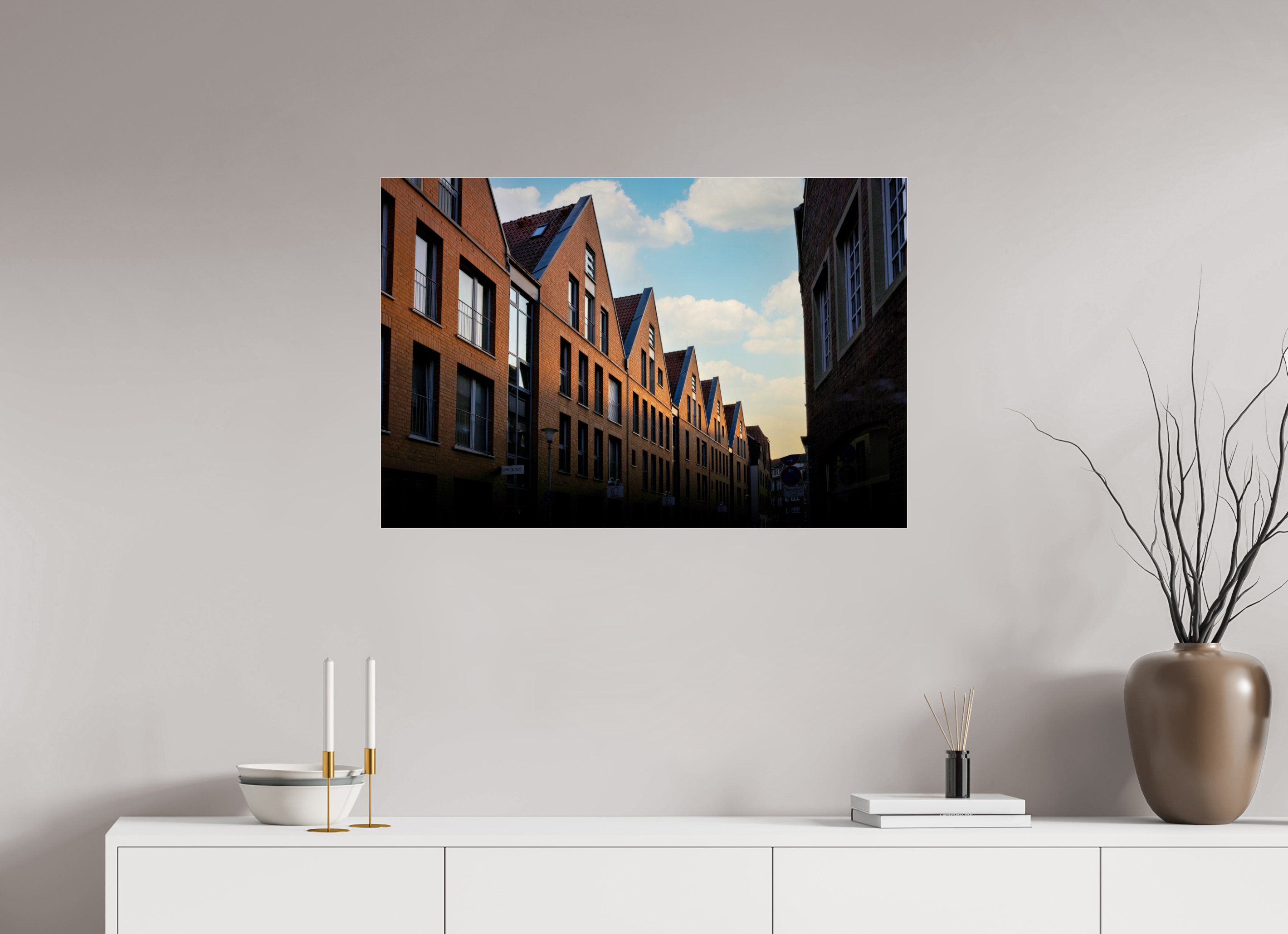 90 x 60 cm, Photo Print Under Acrylic Glass Die Giebel der Hörster Str