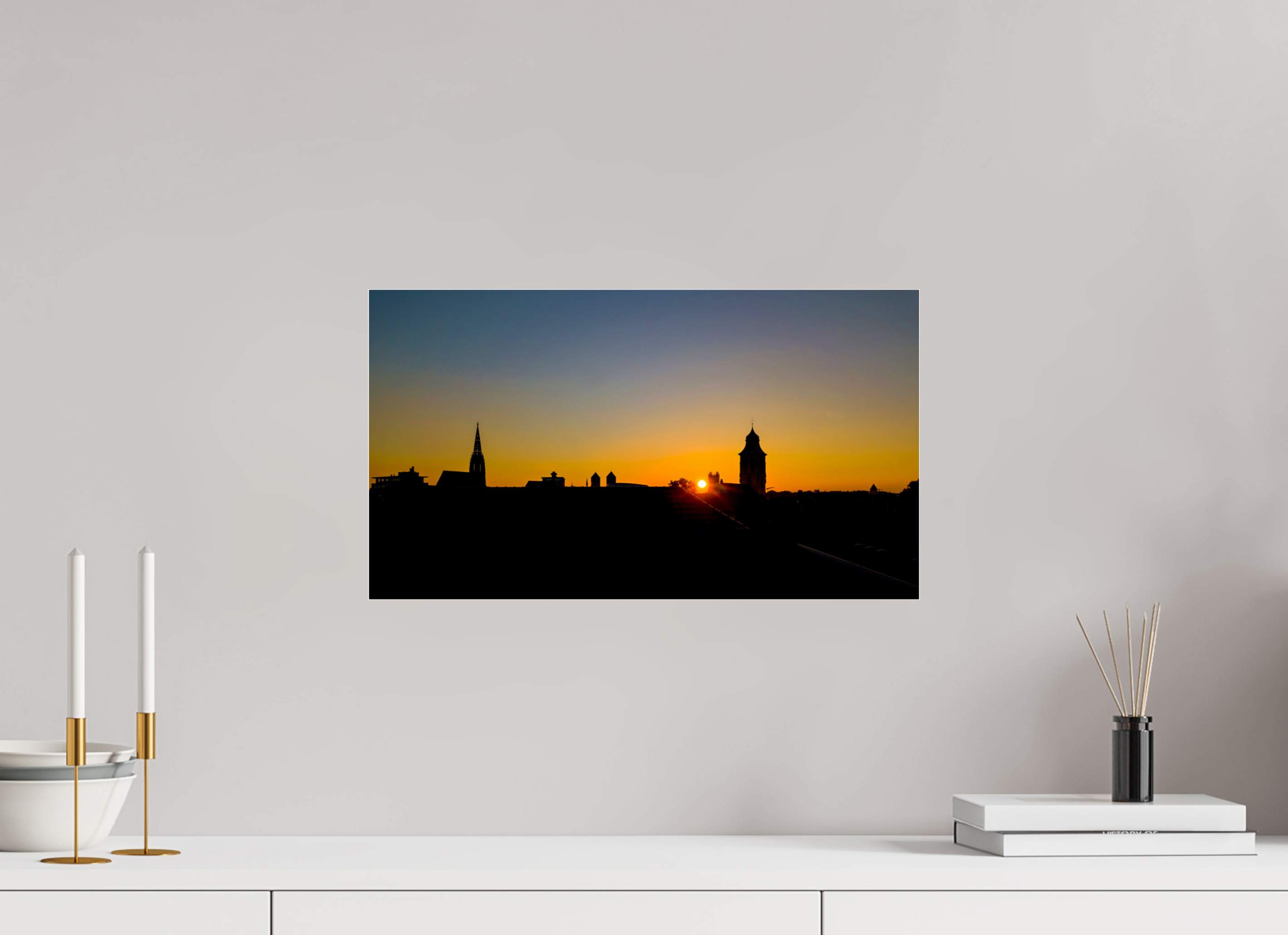 48 x 27 cm, Photo Print Under Acrylic Glass Skyline / Sonnenuntergang 2
