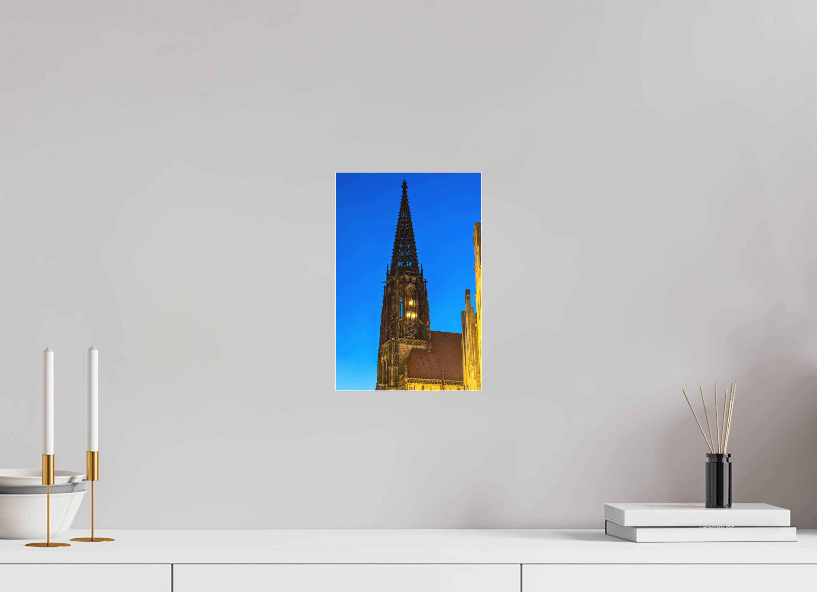 20 x 30 cm, Acrylglas Fine Art Pigmentdruck Lambertikirche bei Nacht