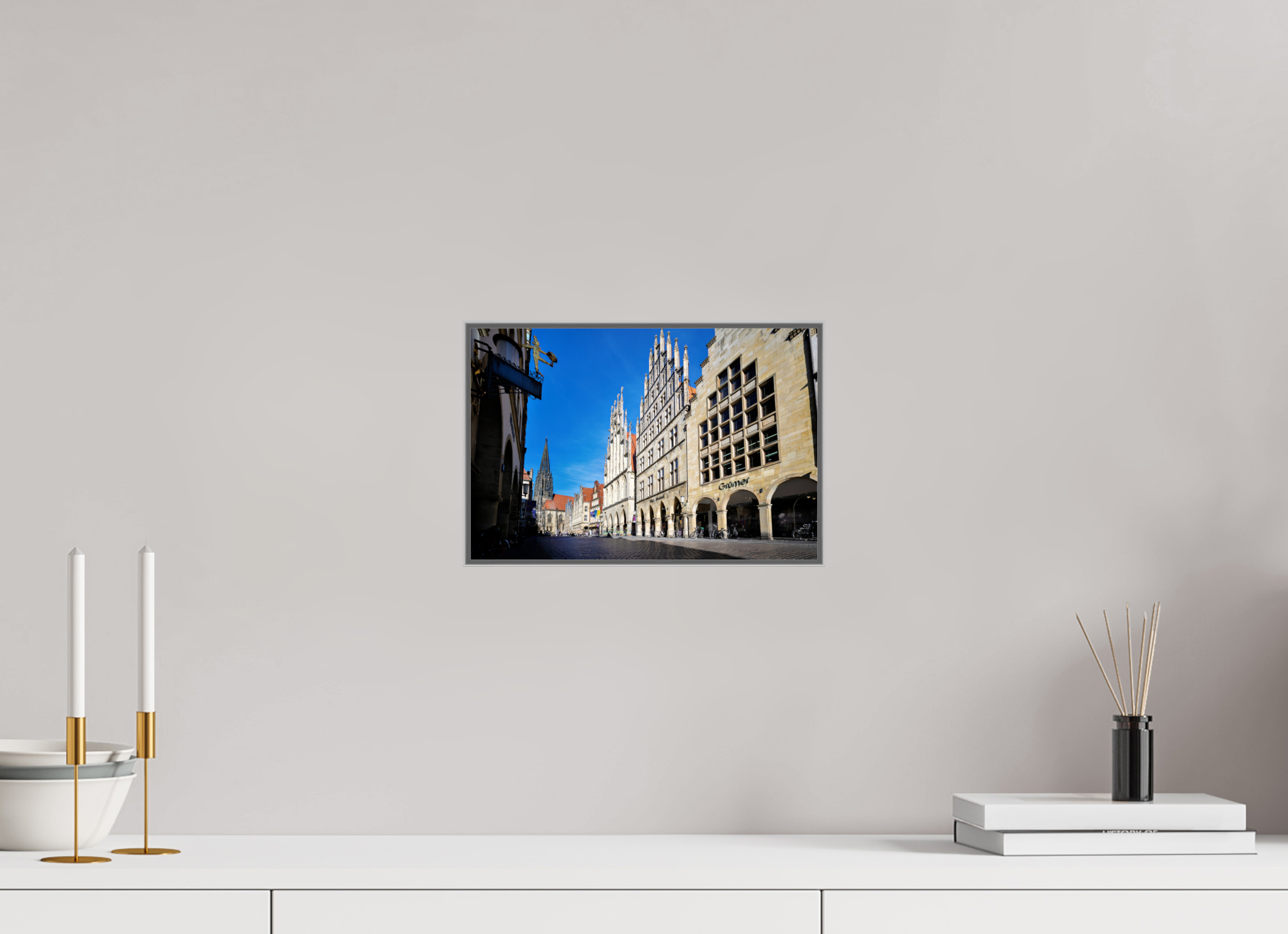 30 x 20 cm, Alurahmen 25mm Prinzipalmarkt mit Lamberti