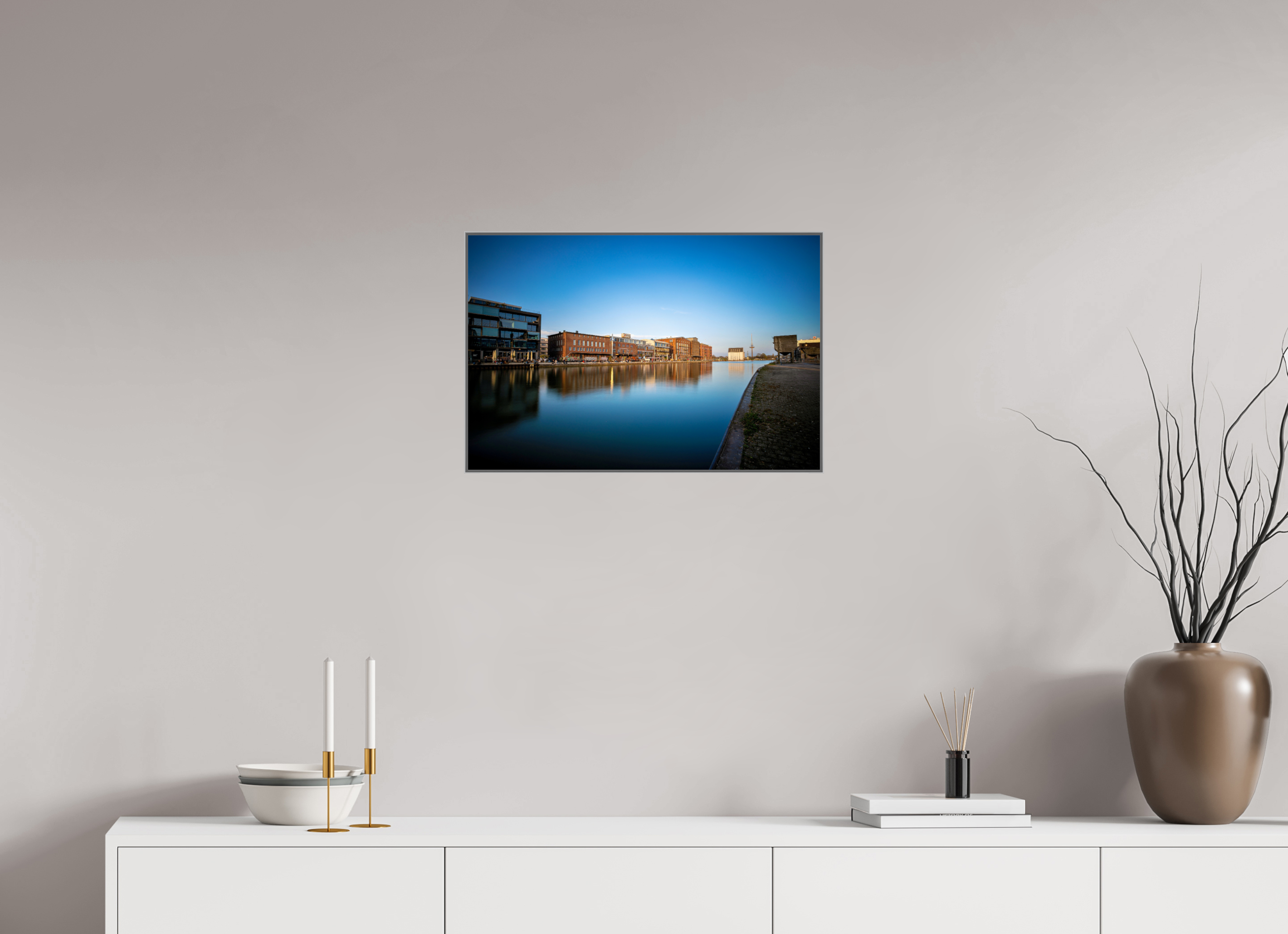 60 x 40 cm, Alurahmen 25mm Der Hafen im Überblick
