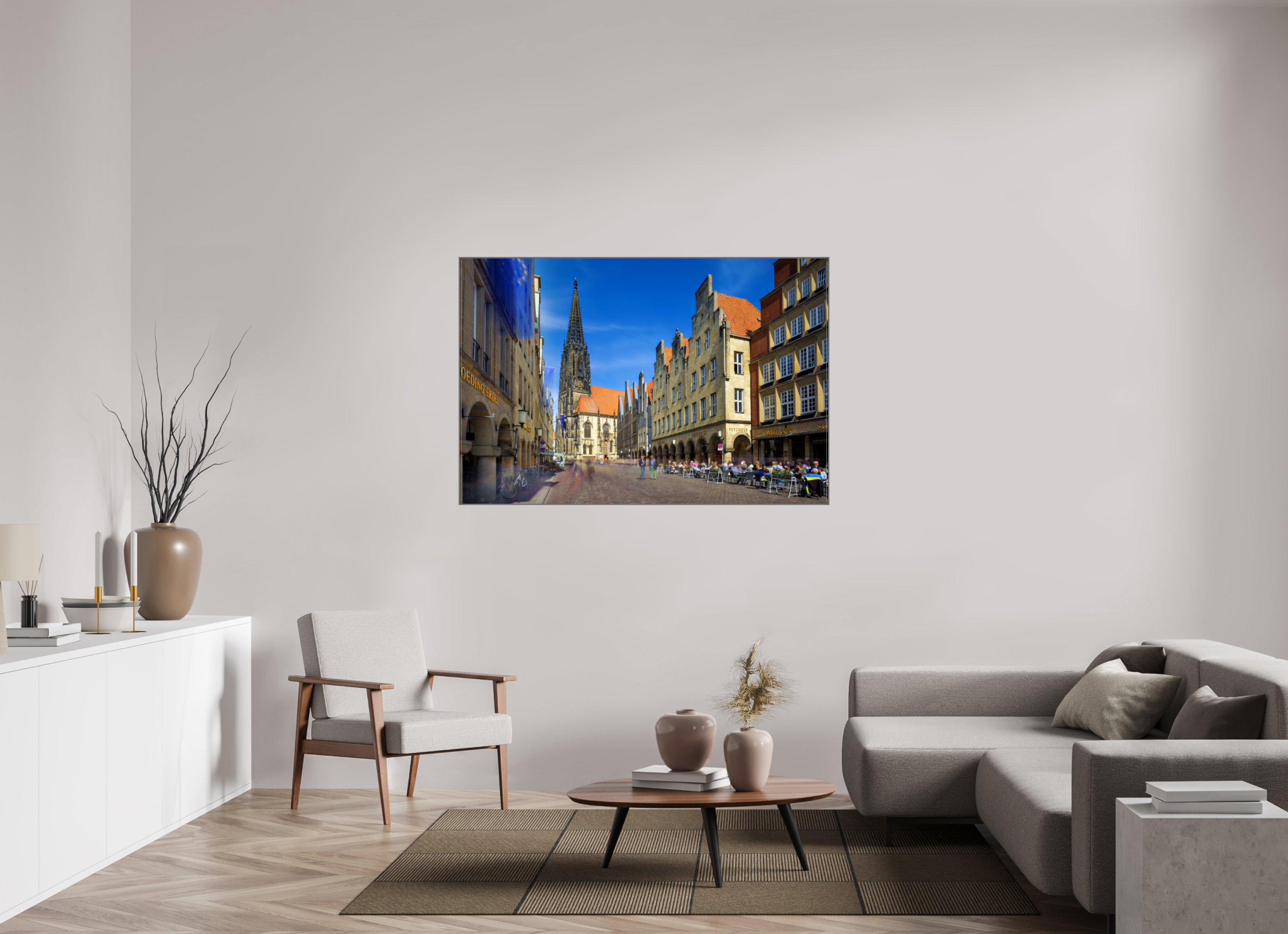 150 x 100 cm, Alurahmen 25mm Lambertikirche - Prinzipalmarkt