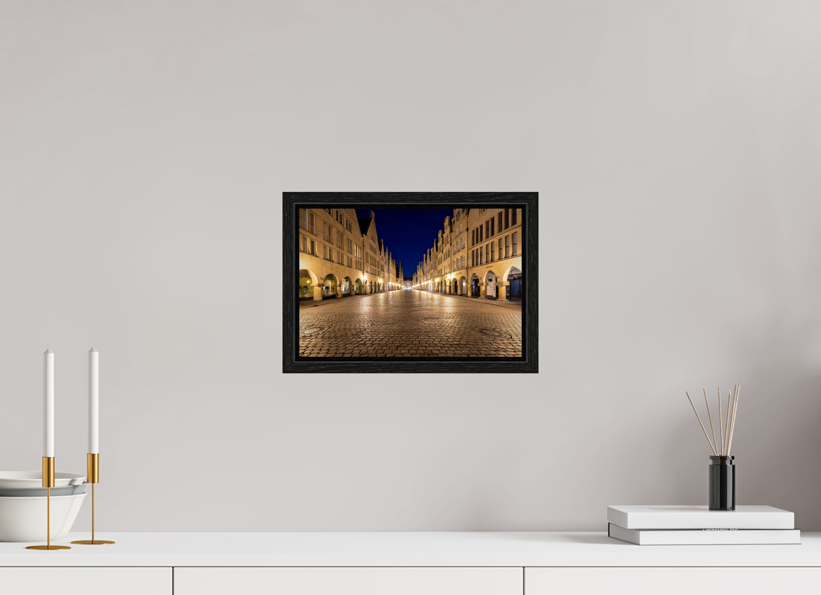 30 x 20 cm, Floater Frame Prinzipalmarkt bei Nacht