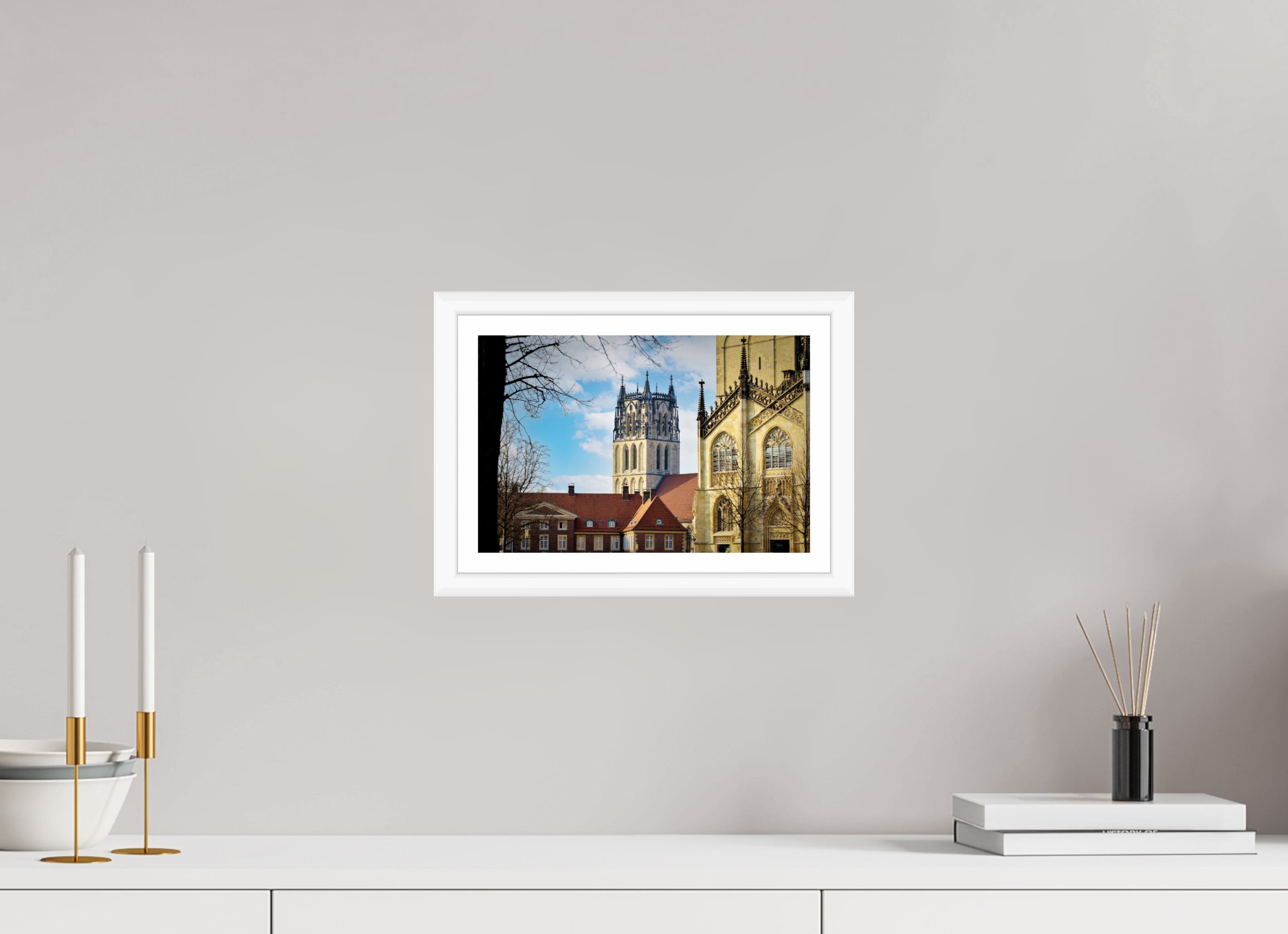 30 x 20 cm, Bern weiß und Rand Überwasserkirche mit Dom