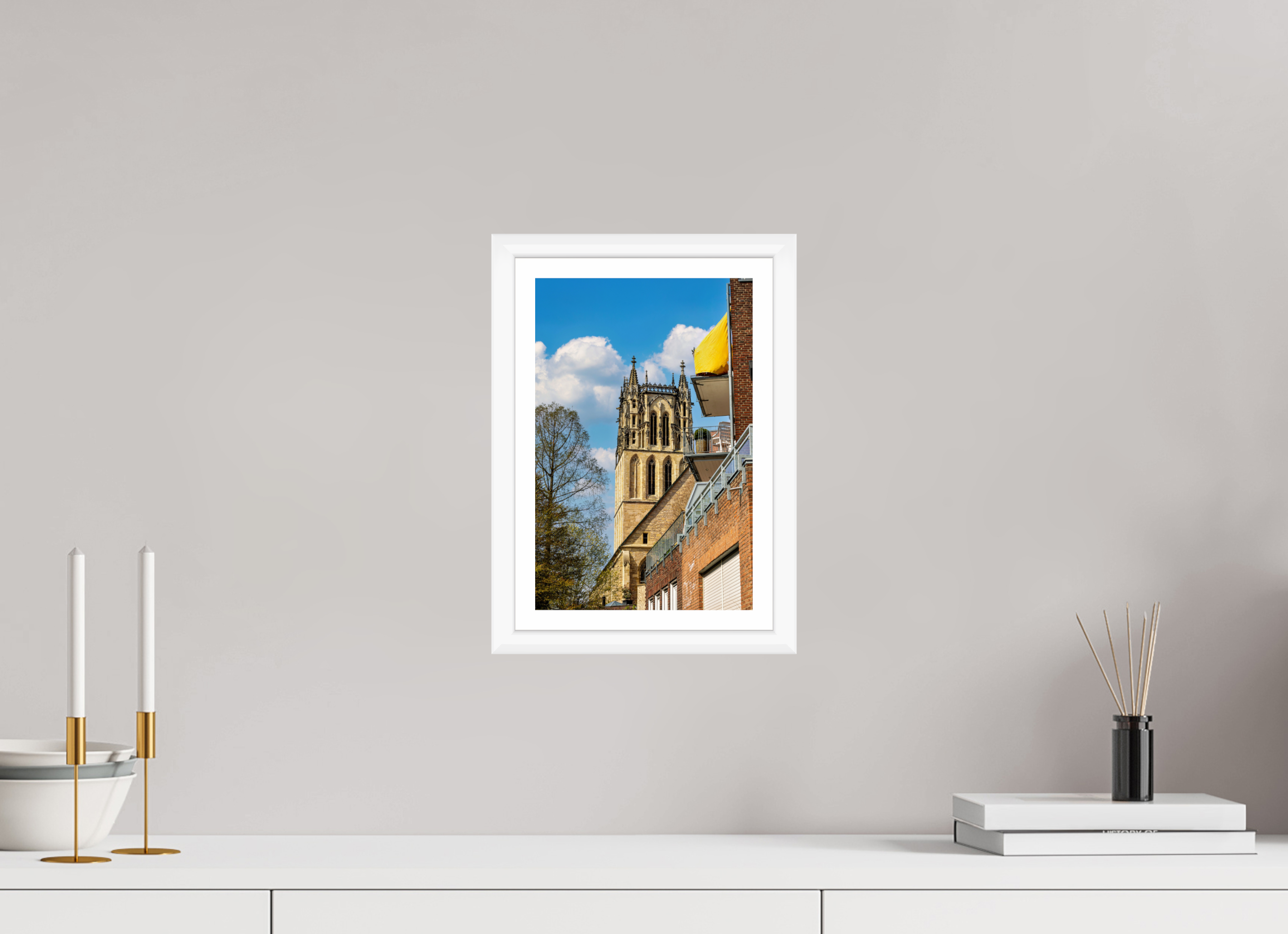20 x 30 cm, Bern weiß und Rand Überwasserkirche - im Hochformat