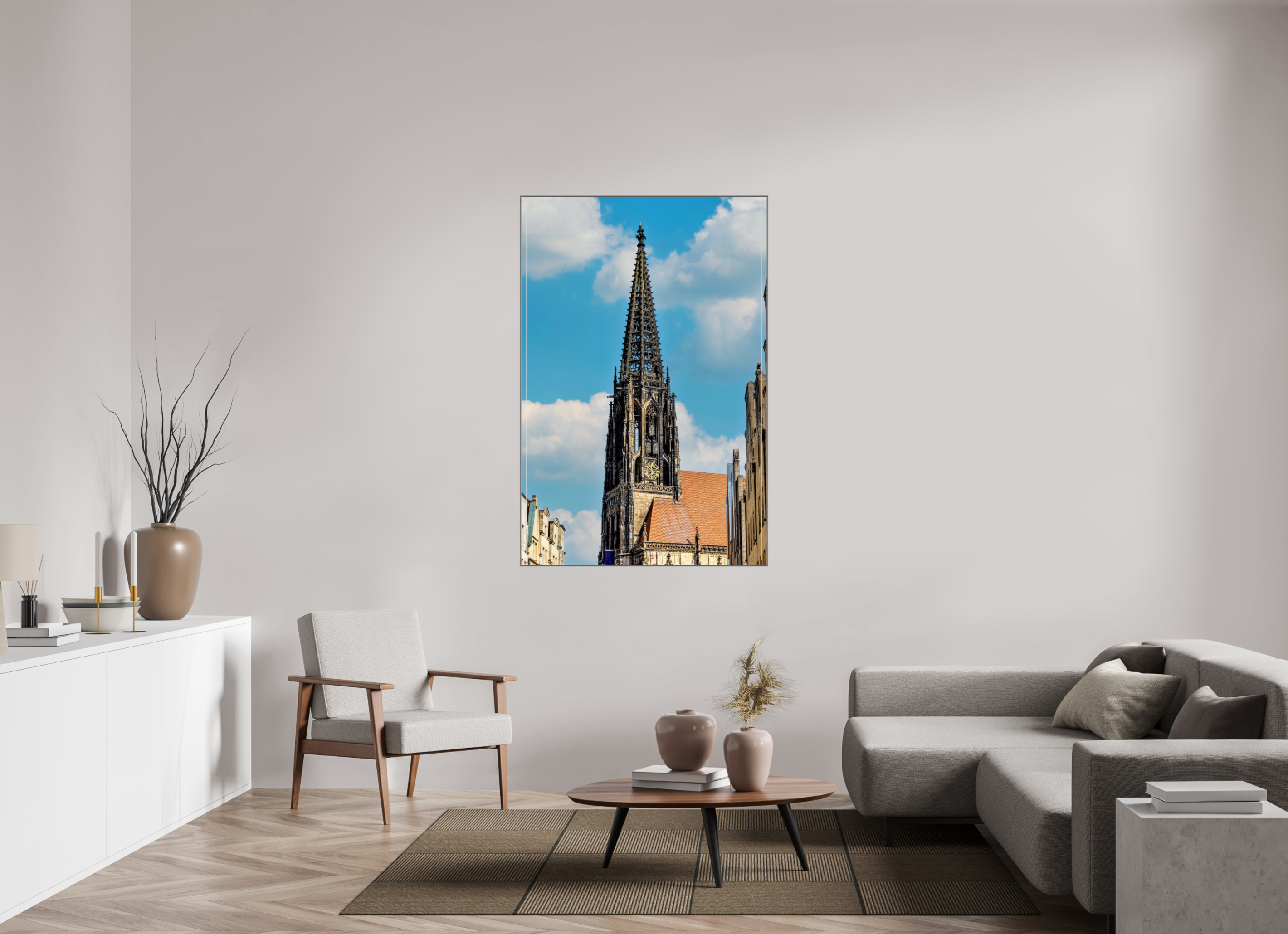 100 x 150 cm, Alurahmen 25mm Lambertikirche - Der Turm