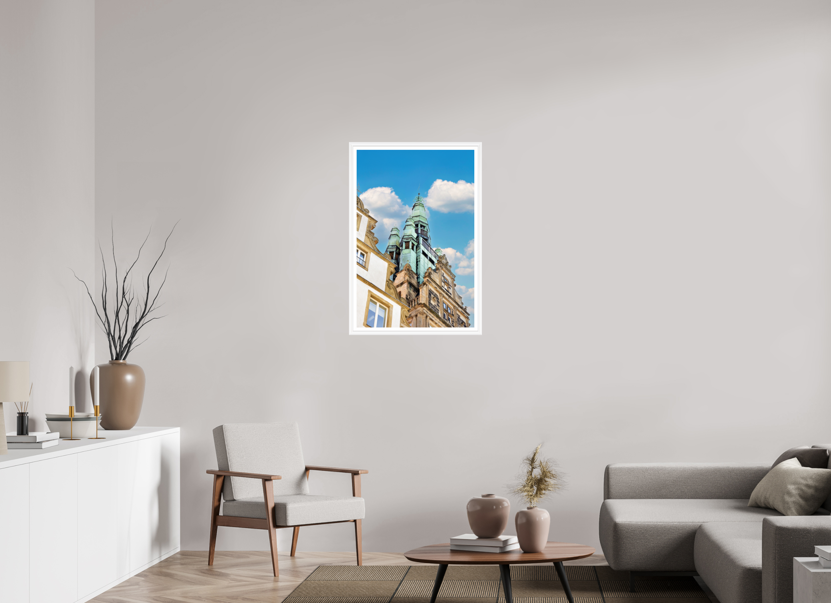 60 x 90 cm, Bern weiß und Rand Der Stadthausturm im Hochformat